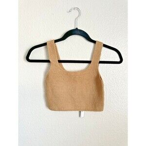 NEW Everlane The Cozy Stretch Tank Women's Size XS Brown Yak Wool Blend Cropped